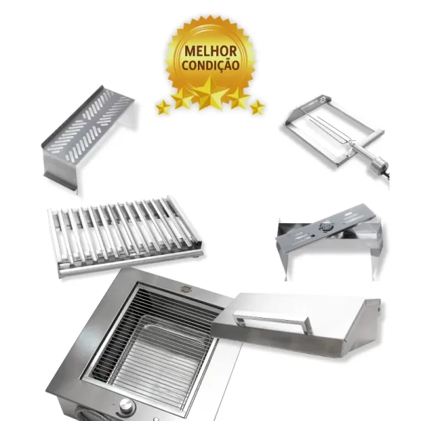 Churrasqueira de Embutir a Gás Diamante Inox 304 incluso todos acessórios