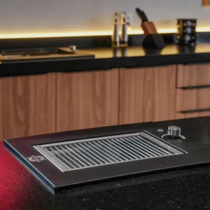 Churrasqueira a gás Compacta de Embutir para Apartamento com Moldura Preta | Com Inox Resistente à Maresia BLACK SMART