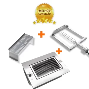 Churrasqueira de Embutir a Gás Smart 304 Com Kit Espeto e 2° Andar